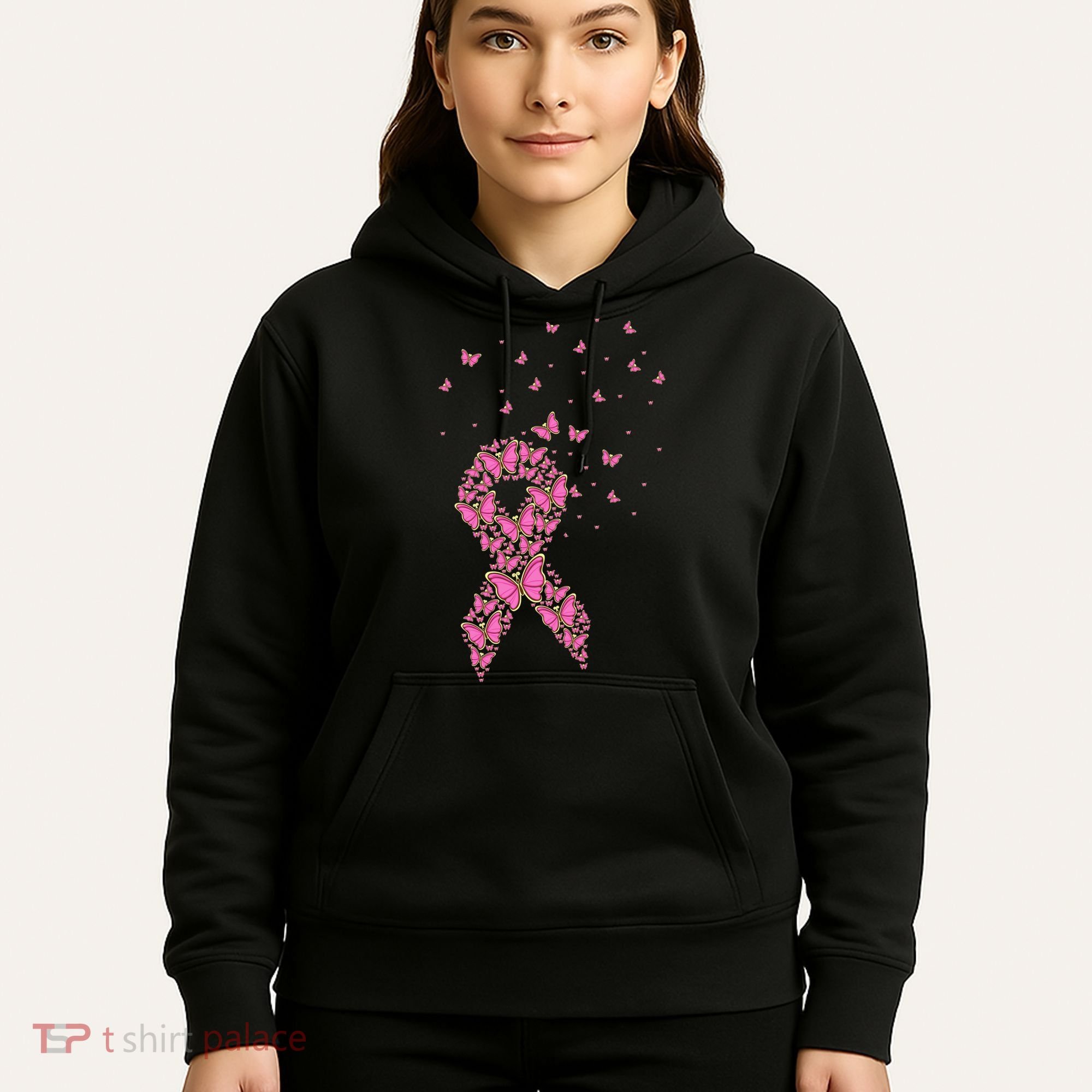 Breast Cancer Awareness Pink Butterfly Ribbon Hoodie