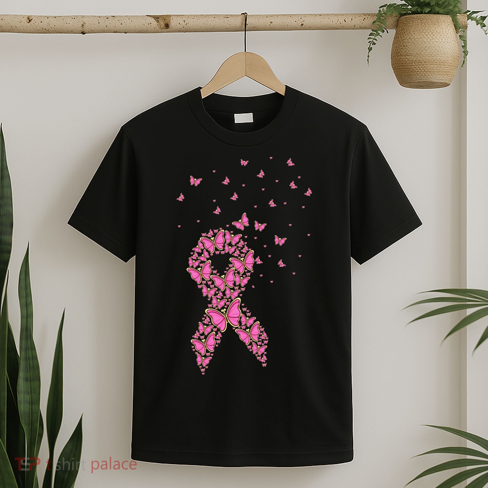 Breast Cancer Awareness Pink Butterfly Ribbon T-Shirt