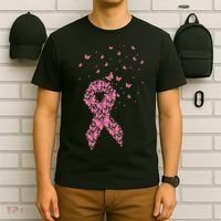Breast Cancer Awareness Pink Butterfly Ribbon T-Shirt thumb 6