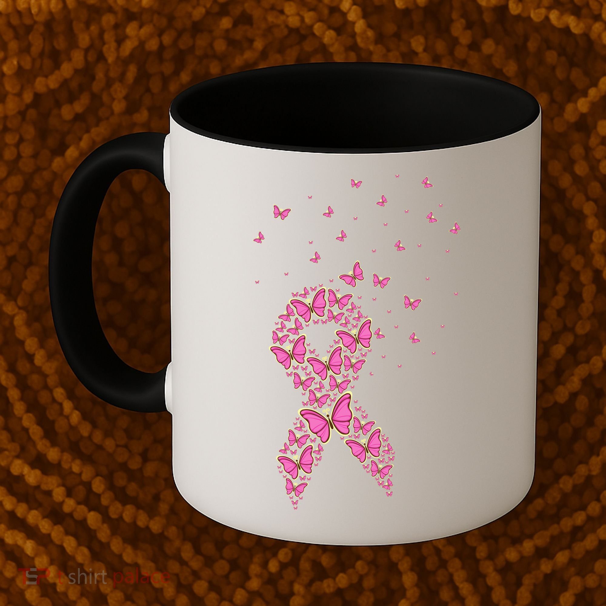 Breast Cancer Awareness Pink Butterfly Ribbon Coffee Mug