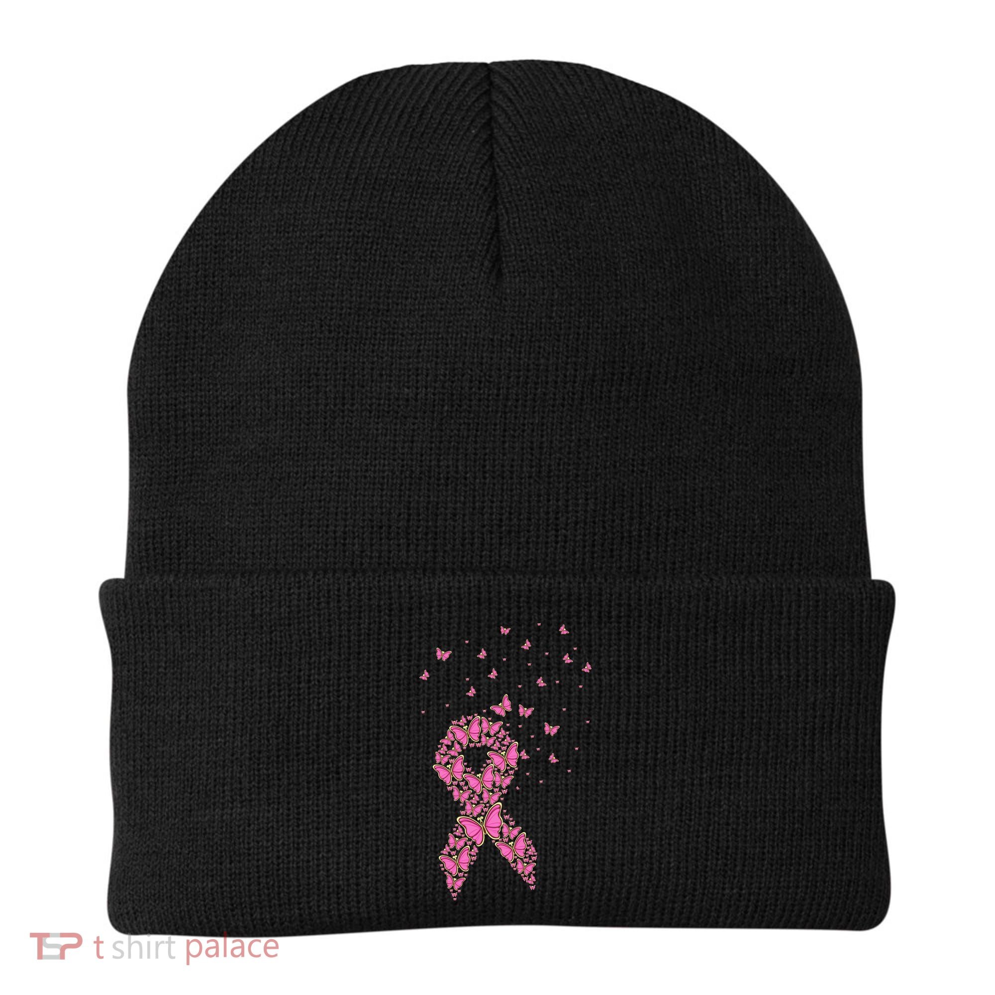 Breast Cancer Awareness Pink Butterfly Ribbon Beanie