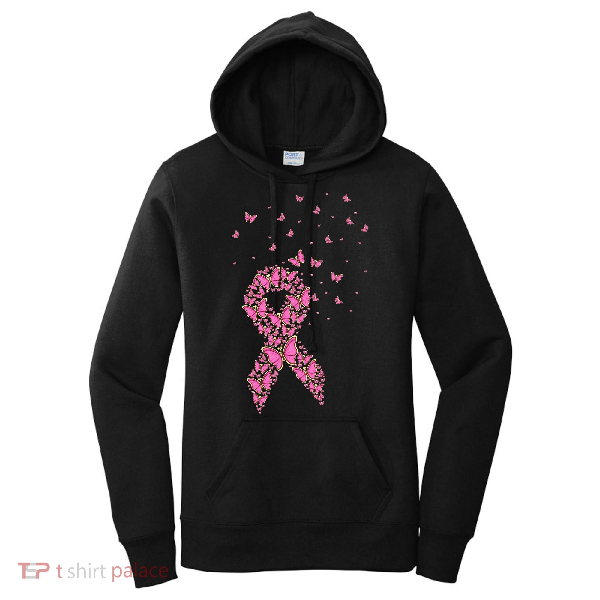 Breast Cancer Awareness Pink Butterfly Ribbon Women's Hoodie