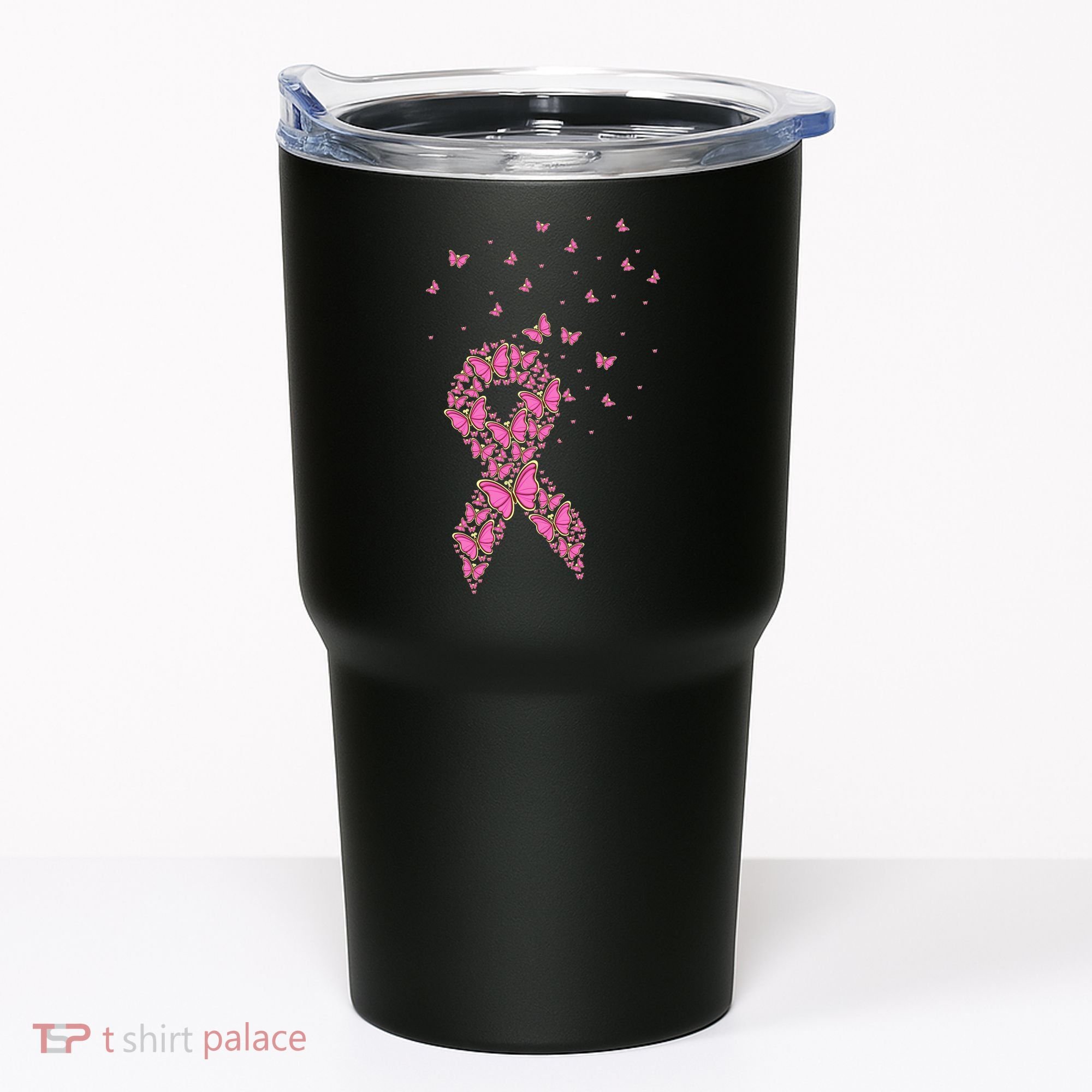 Breast Cancer Awareness Pink Butterfly Ribbon Tumbler