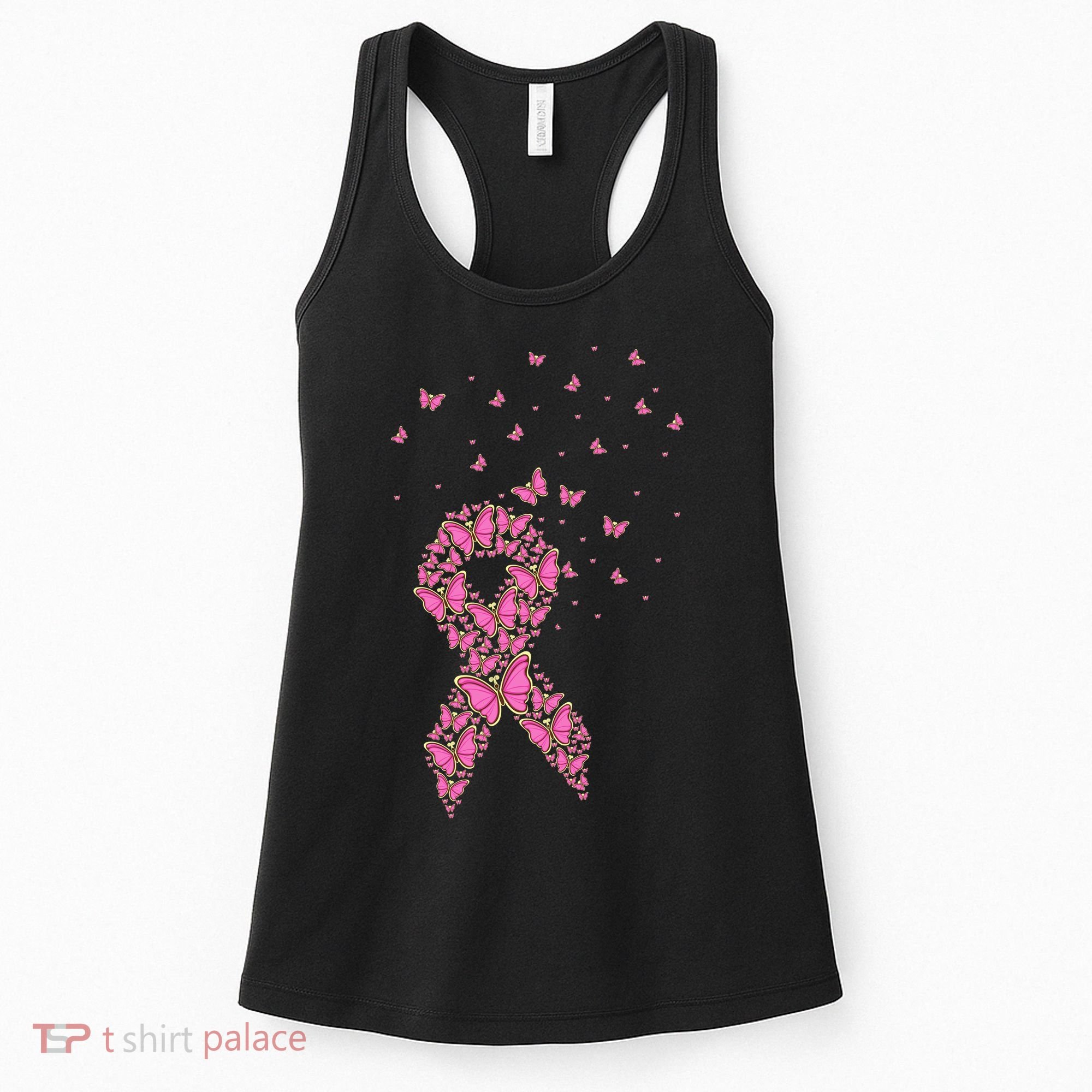 Breast Cancer Awareness Pink Butterfly Ribbon Women's Tank Top