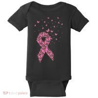 Breast Cancer Awareness Pink Butterfly Ribbon Baby Bodysuit thumb 0