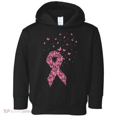 Breast Cancer Awareness Pink Butterfly Ribbon Toddler Hoodie