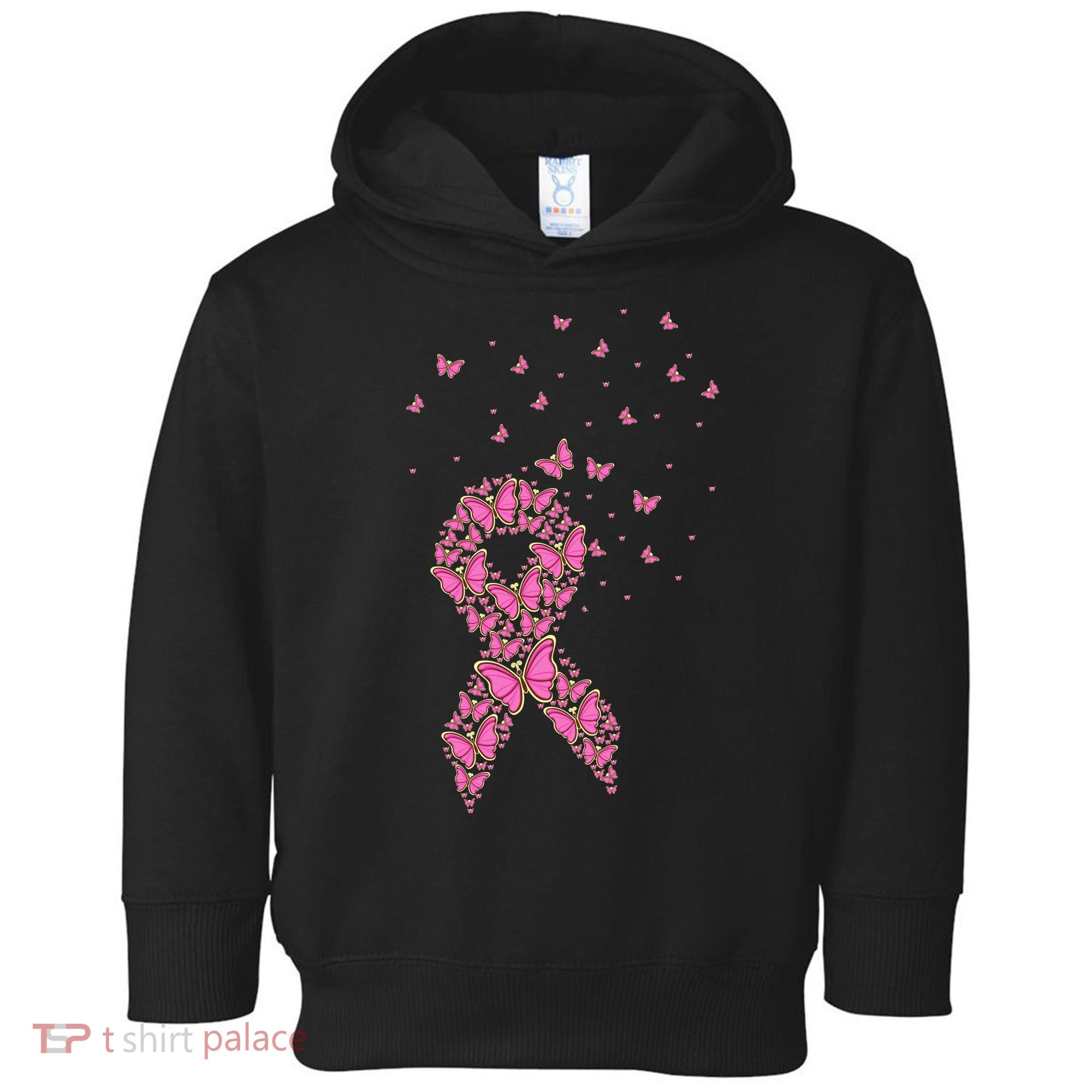 Breast Cancer Awareness Pink Butterfly Ribbon Toddler Hoodie
