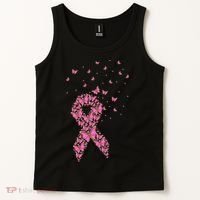 Breast Cancer Awareness Pink Butterfly Ribbon Tank Top thumb 2