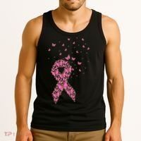 Breast Cancer Awareness Pink Butterfly Ribbon Tank Top thumb 3