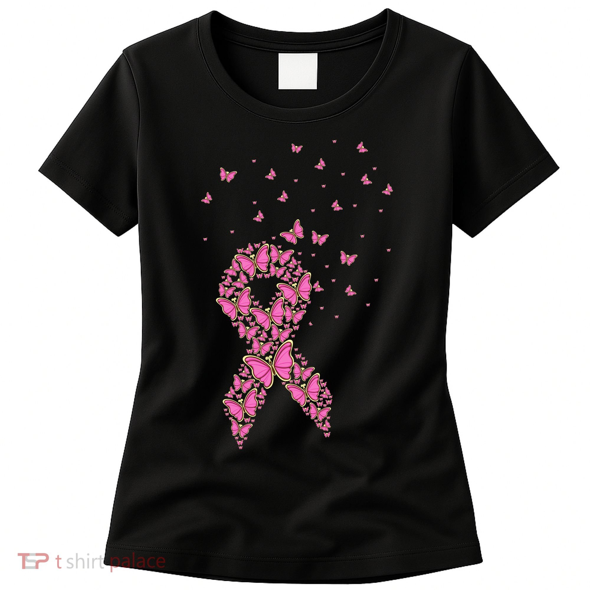 Breast Cancer Awareness Pink Butterfly Ribbon Women's T-Shirt