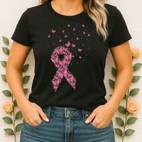 Breast Cancer Awareness Pink Butterfly Ribbon Women's T-Shirt thumb 2