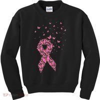 Breast Cancer Awareness Pink Butterfly Ribbon Kids Sweatshirt thumb 0