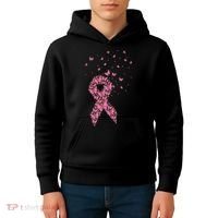 Breast Cancer Awareness Pink Butterfly Ribbon Kids Hoodie thumb 4