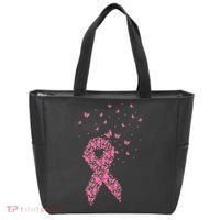 Breast Cancer Awareness Pink Butterfly Ribbon Tote Bag thumb 0