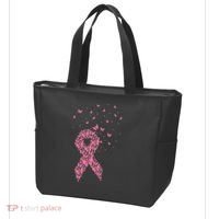 Breast Cancer Awareness Pink Butterfly Ribbon Tote Bag thumb 3