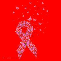 Breast Cancer Awareness Pink Butterfly Ribbon Santa Hat thumb 1