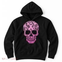 Breast Cancer Awareness Month Pink Ribbon Skull Hoodie thumb 0