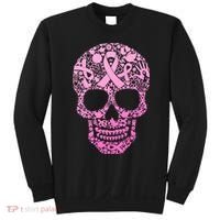 Breast Cancer Awareness Month Pink Ribbon Skull Sweatshirt thumb 0