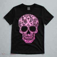 Breast Cancer Awareness Month Pink Ribbon Skull T-Shirt thumb 5