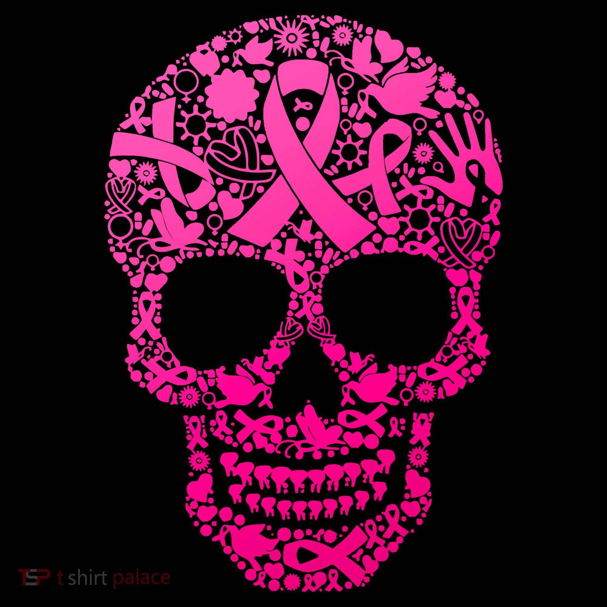 Breast Cancer Awareness Month Pink Ribbon Skull Coffee Mug