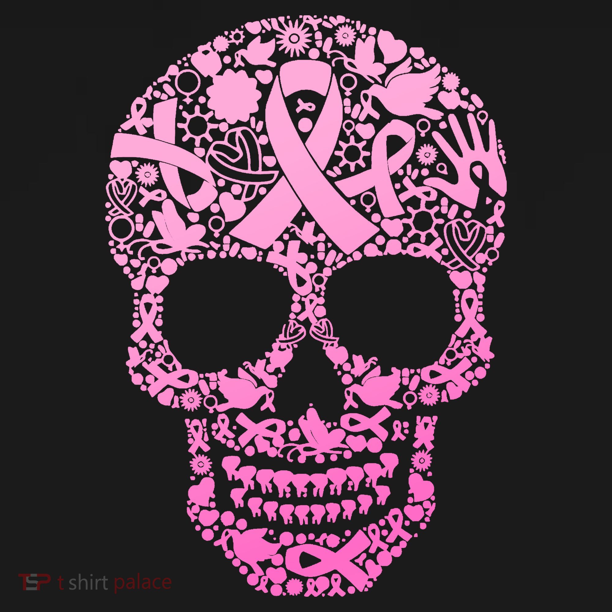 Breast Cancer Awareness Month Pink Ribbon Skull Polo