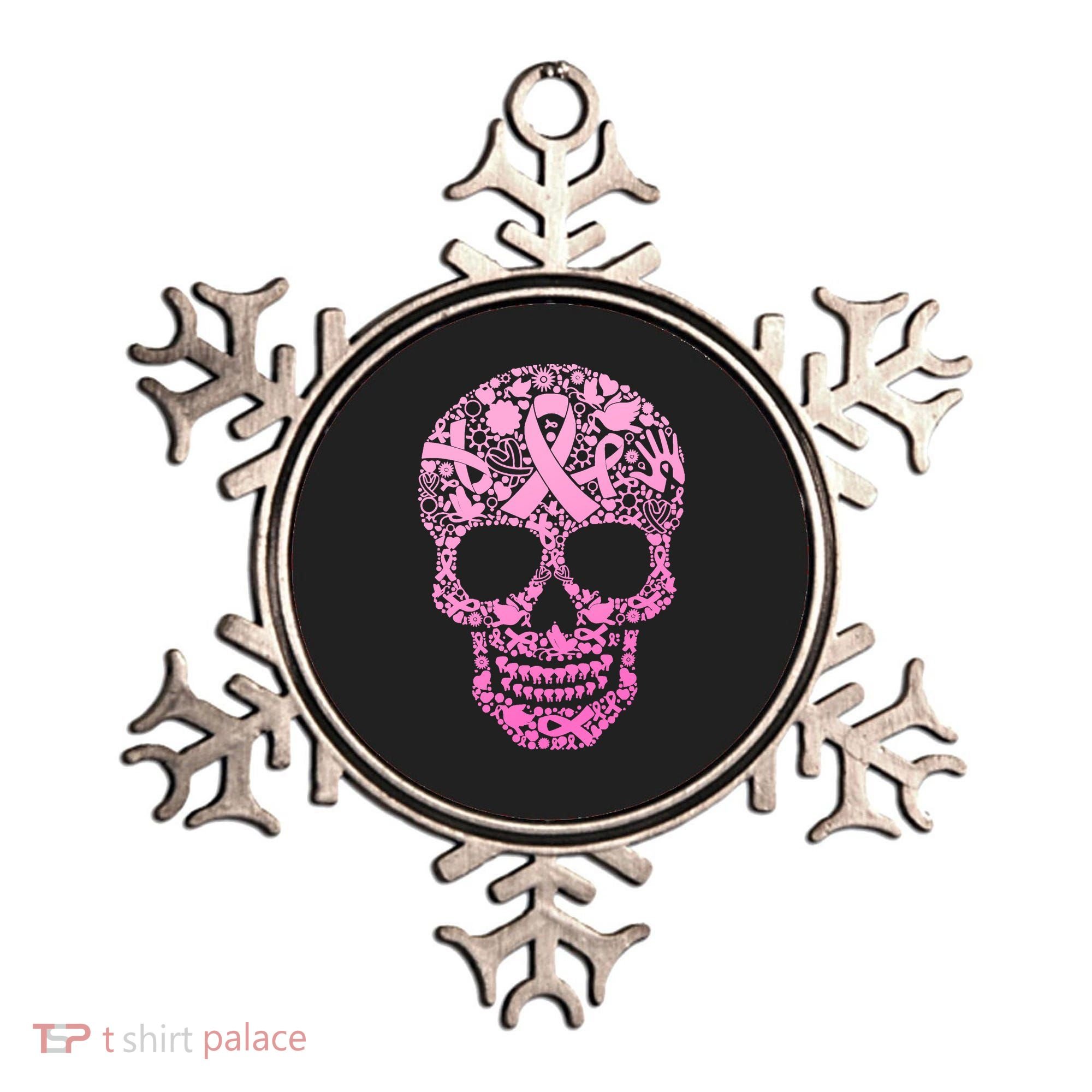 Breast Cancer Awareness Month Pink Ribbon Skull Ornament