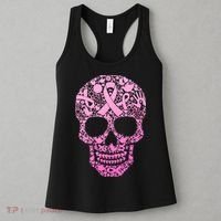 Breast Cancer Awareness Month Pink Ribbon Skull Women's Tank Top thumb 3