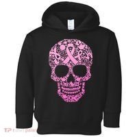 Breast Cancer Awareness Month Pink Ribbon Skull Toddler Hoodie thumb 0