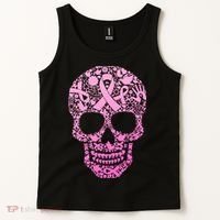 Breast Cancer Awareness Month Pink Ribbon Skull Tank Top thumb 2