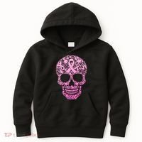 Breast Cancer Awareness Month Pink Ribbon Skull Kids Hoodie thumb 0