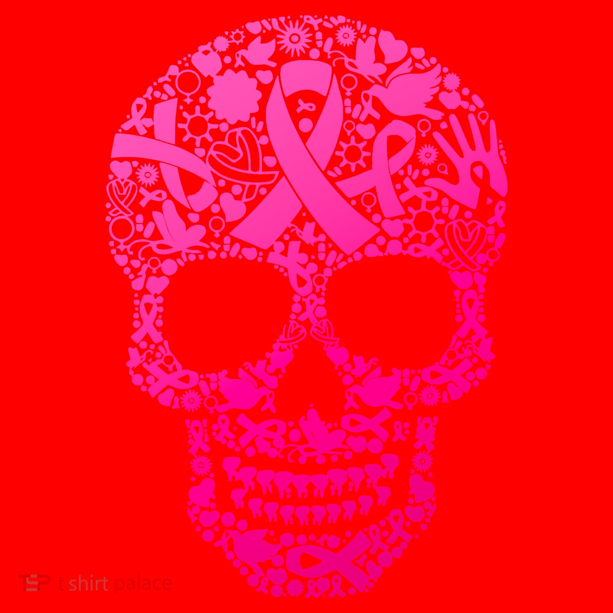 Breast Cancer Awareness Month Pink Ribbon Skull Santa Hat