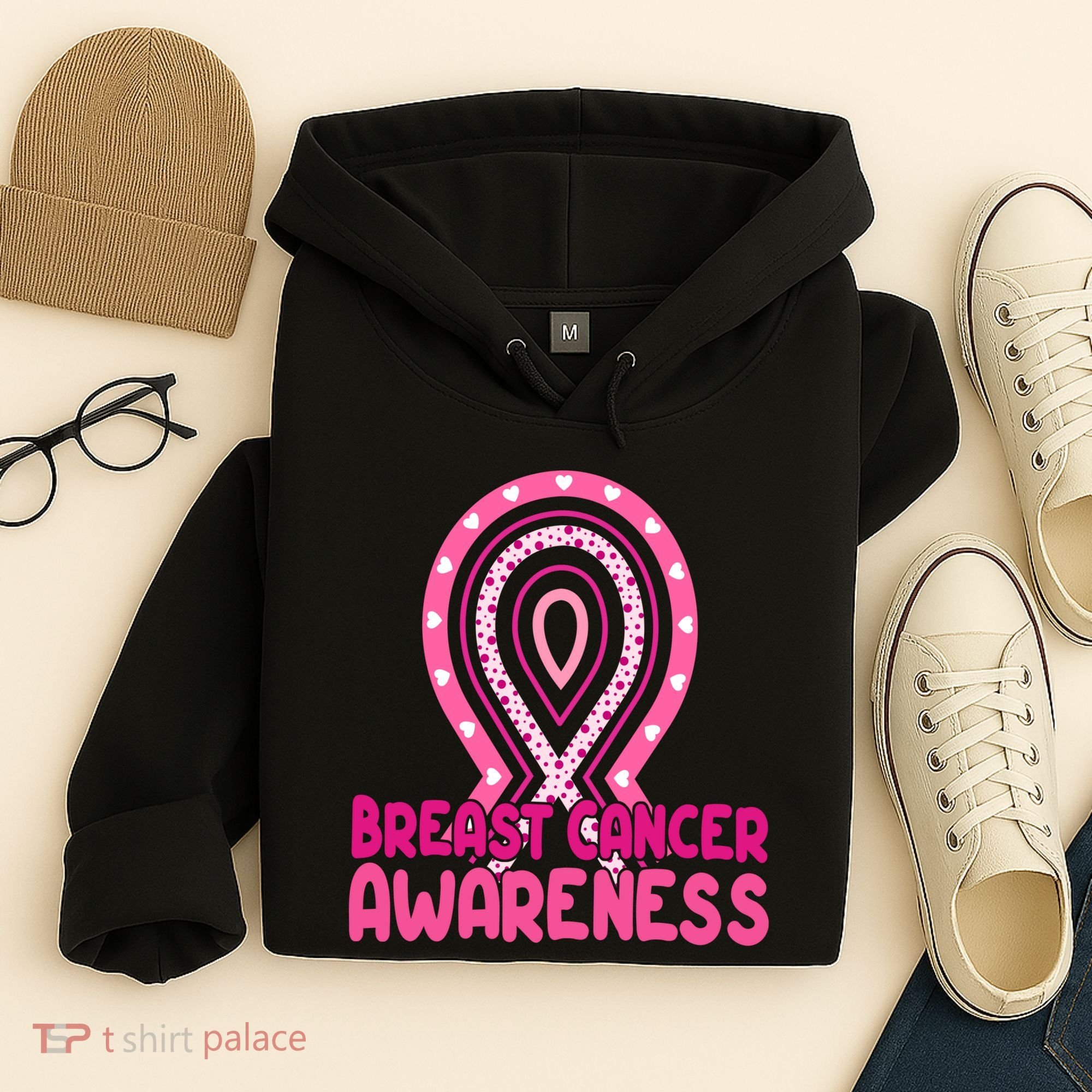Breast Cancer Awareness Ribbon Heart Hoodie