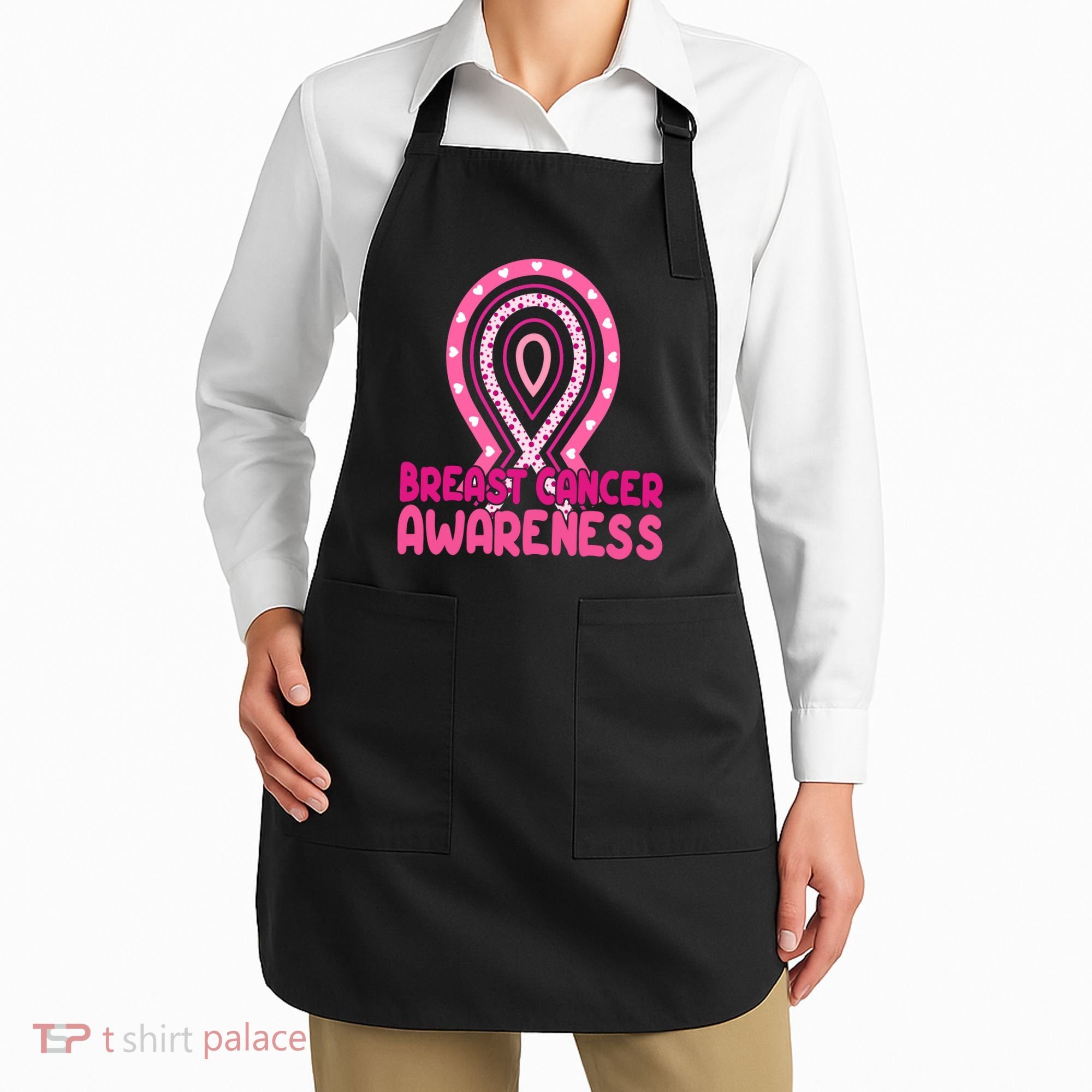 Breast Cancer Awareness Ribbon Heart Apron