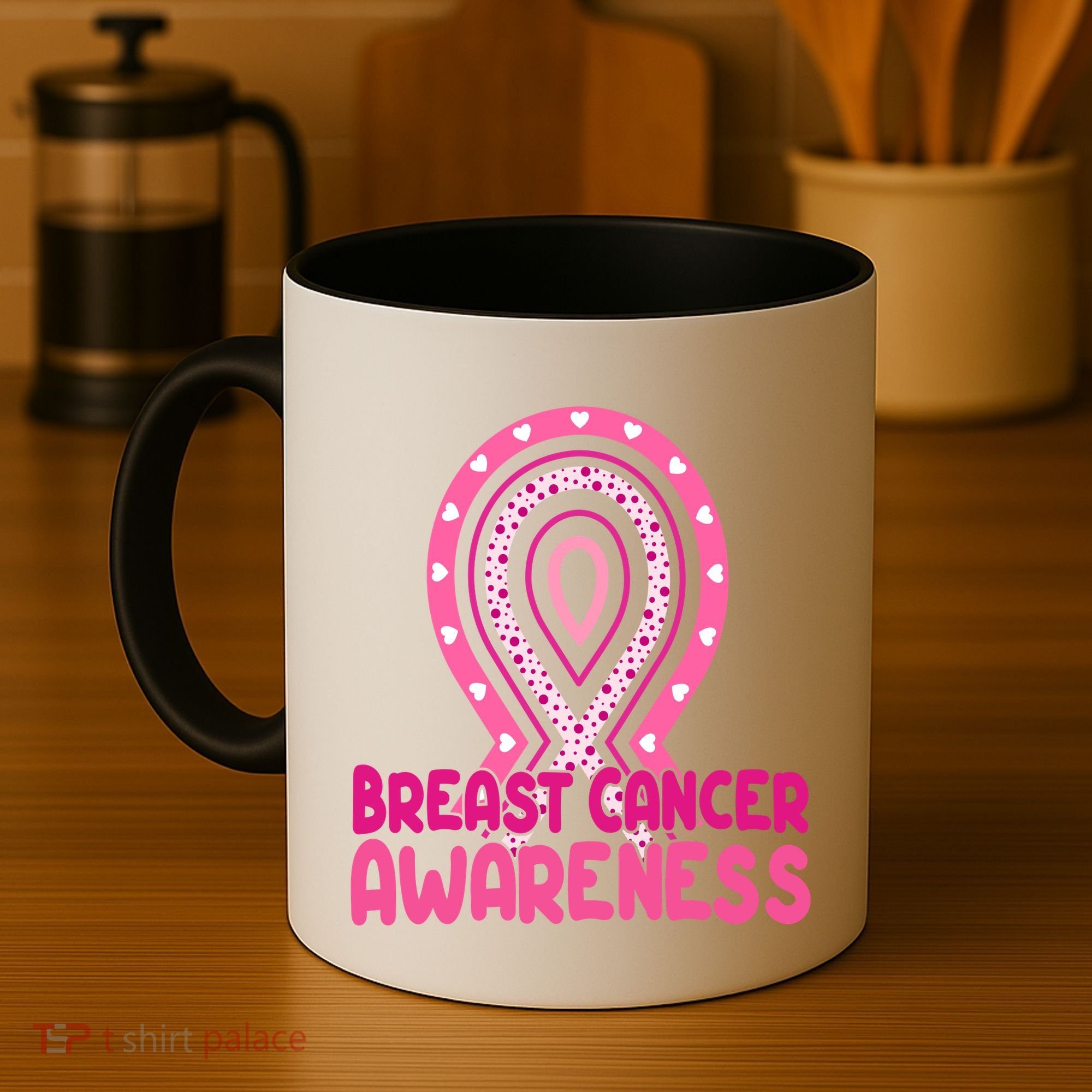 Breast Cancer Awareness Ribbon Heart Coffee Mug