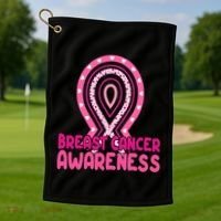 Breast Cancer Awareness Ribbon Heart Golf Towel thumb 1