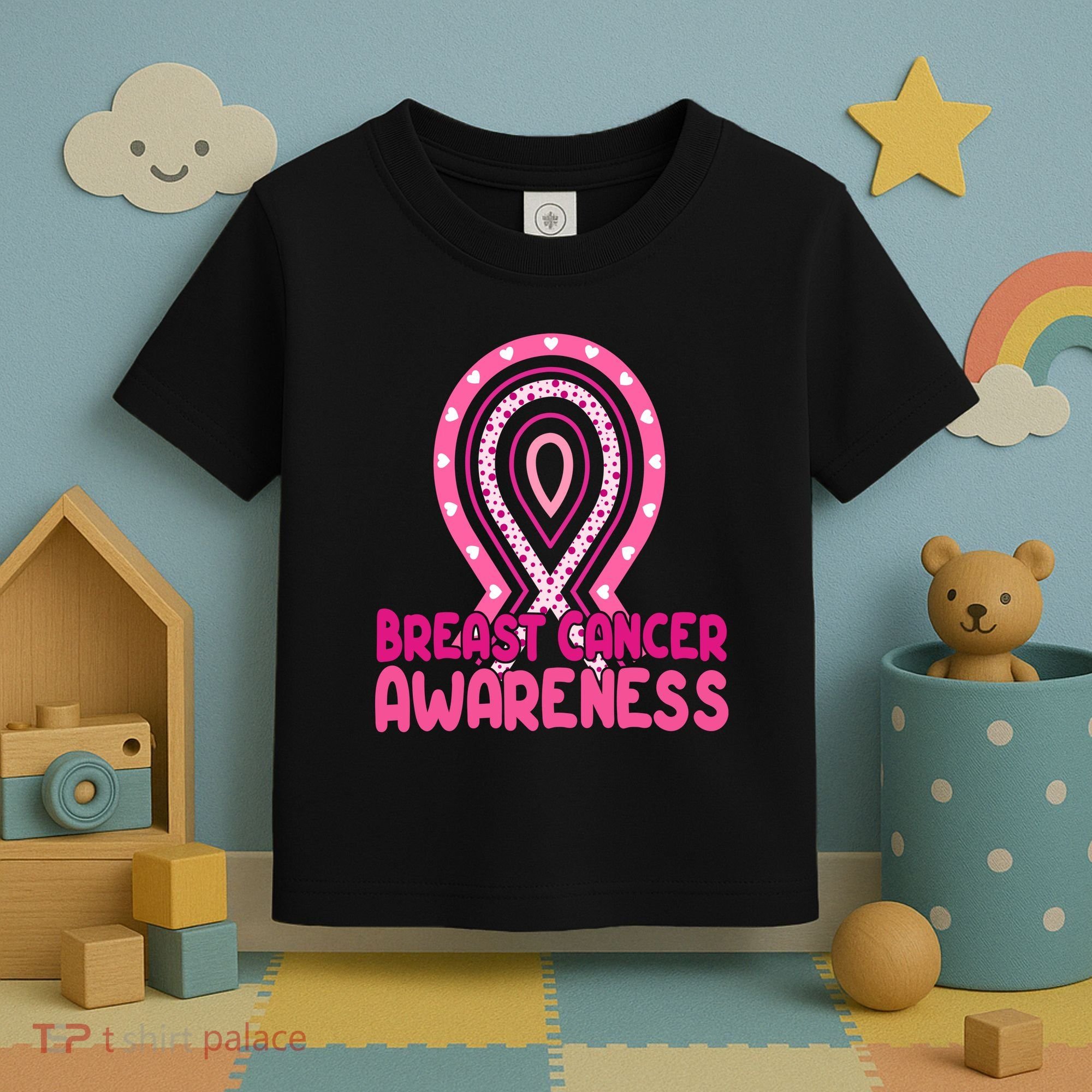 Breast Cancer Awareness Ribbon Heart Toddler T-Shirt