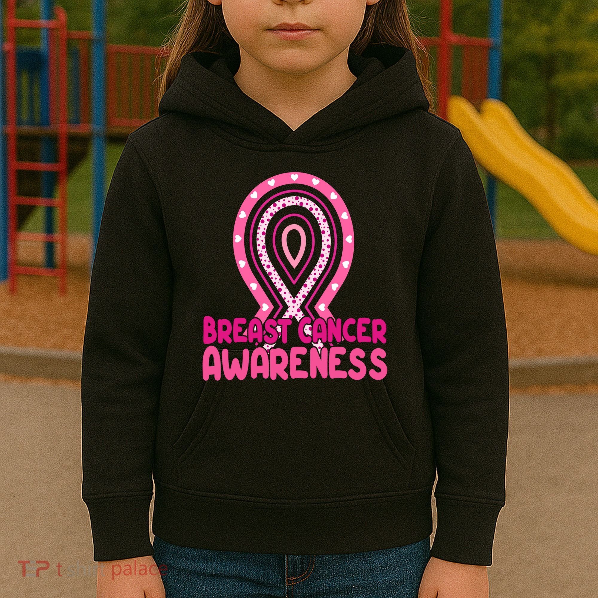 Breast Cancer Awareness Ribbon Heart Kids Hoodie