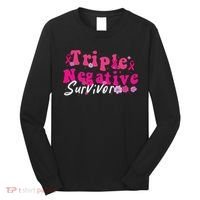 Breast Cancer Awareness Triple Negative Survivor Flowers Long Sleeve Shirt thumb 0