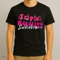 Breast Cancer Awareness Triple Negative Survivor Flowers T-Shirt thumb 3