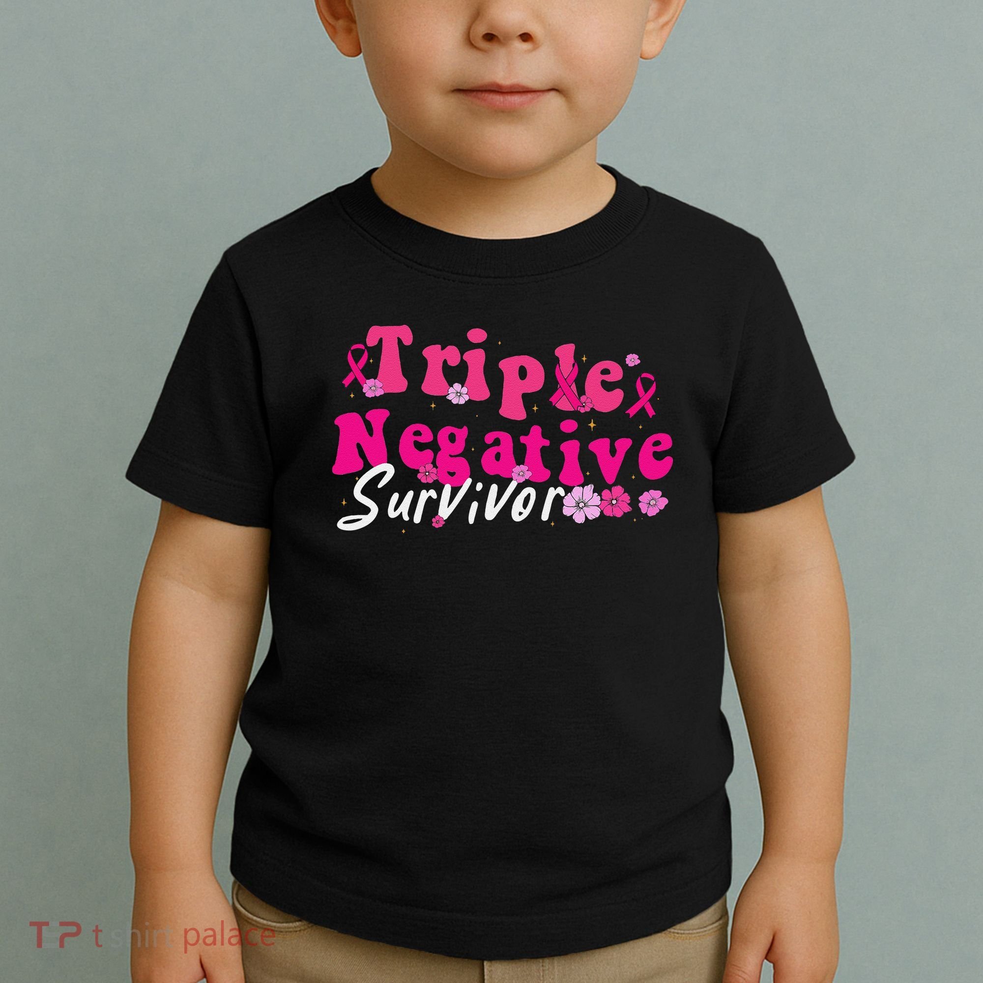 Breast Cancer Awareness Triple Negative Survivor Flowers Toddler T-Shirt