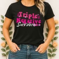 Breast Cancer Awareness Triple Negative Survivor Flowers Women's T-Shirt thumb 2