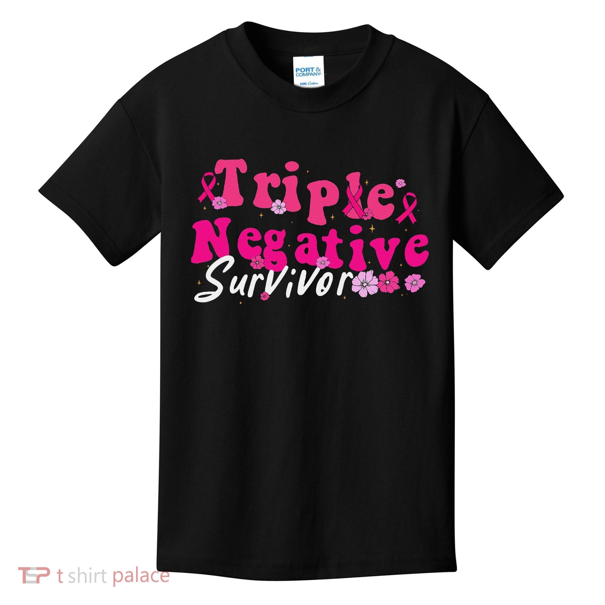 Breast Cancer Awareness Triple Negative Survivor Flowers Kids T-Shirt