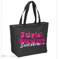 Breast Cancer Awareness Triple Negative Survivor Flowers Tote Bag thumb 2