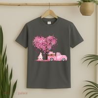 Breast Cancer Awareness Gnome Vintage Fall Truck T-Shirt thumb 2