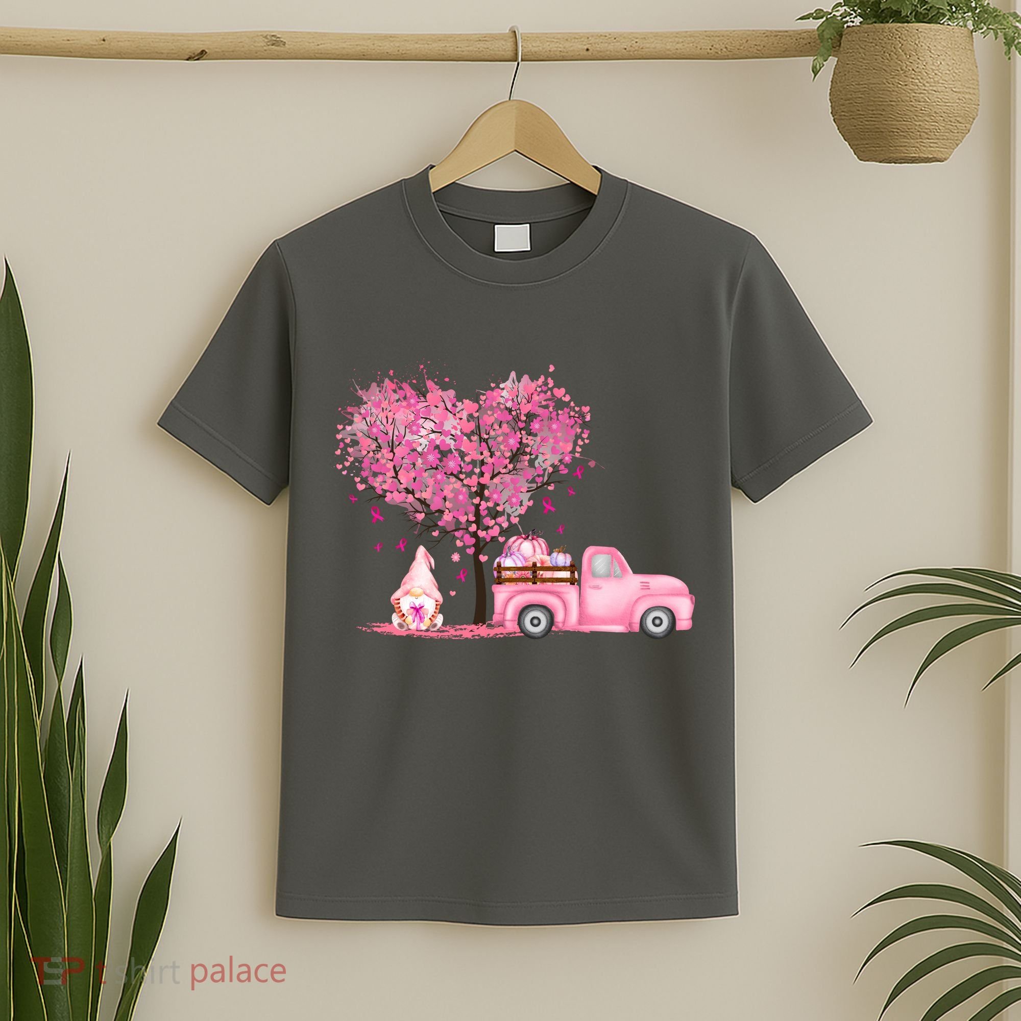 Breast Cancer Awareness Gnome Vintage Fall Truck T-Shirt