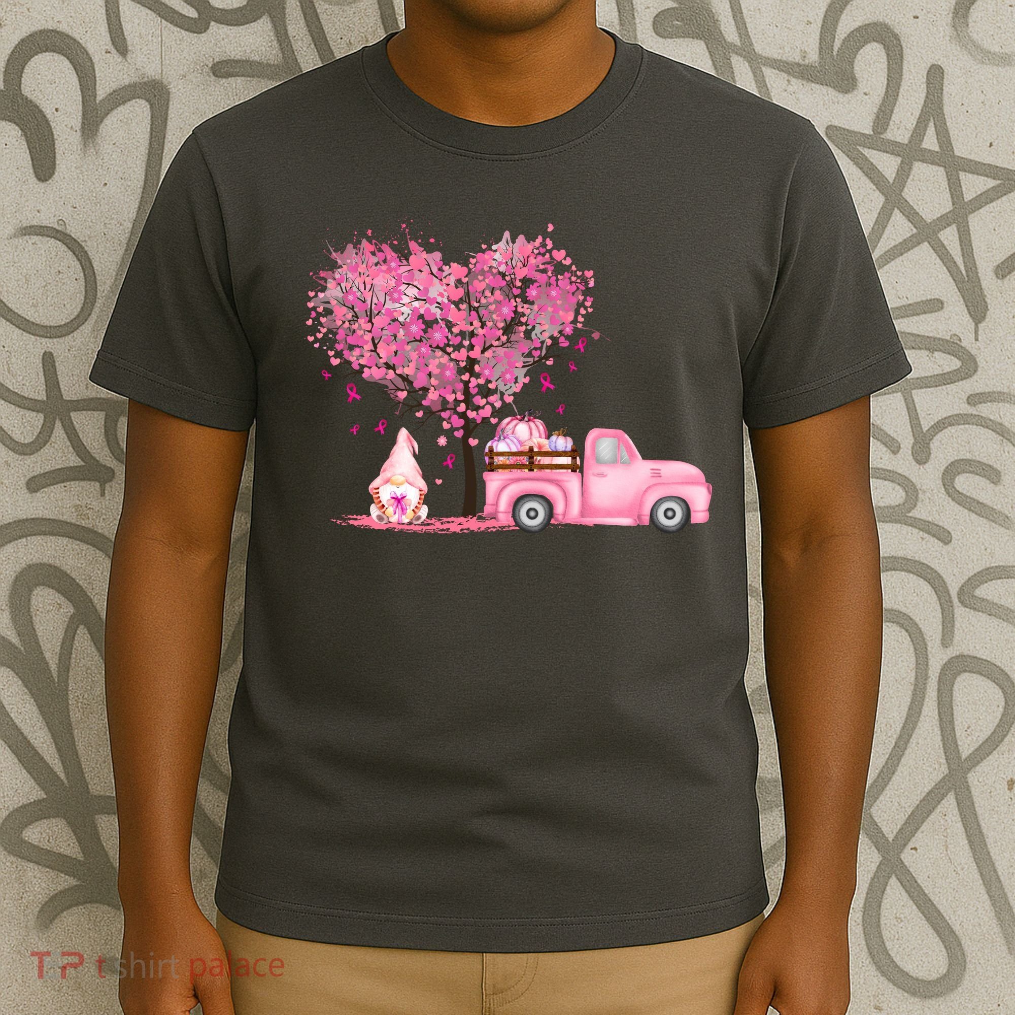 Breast Cancer Awareness Gnome Vintage Fall Truck T-Shirt