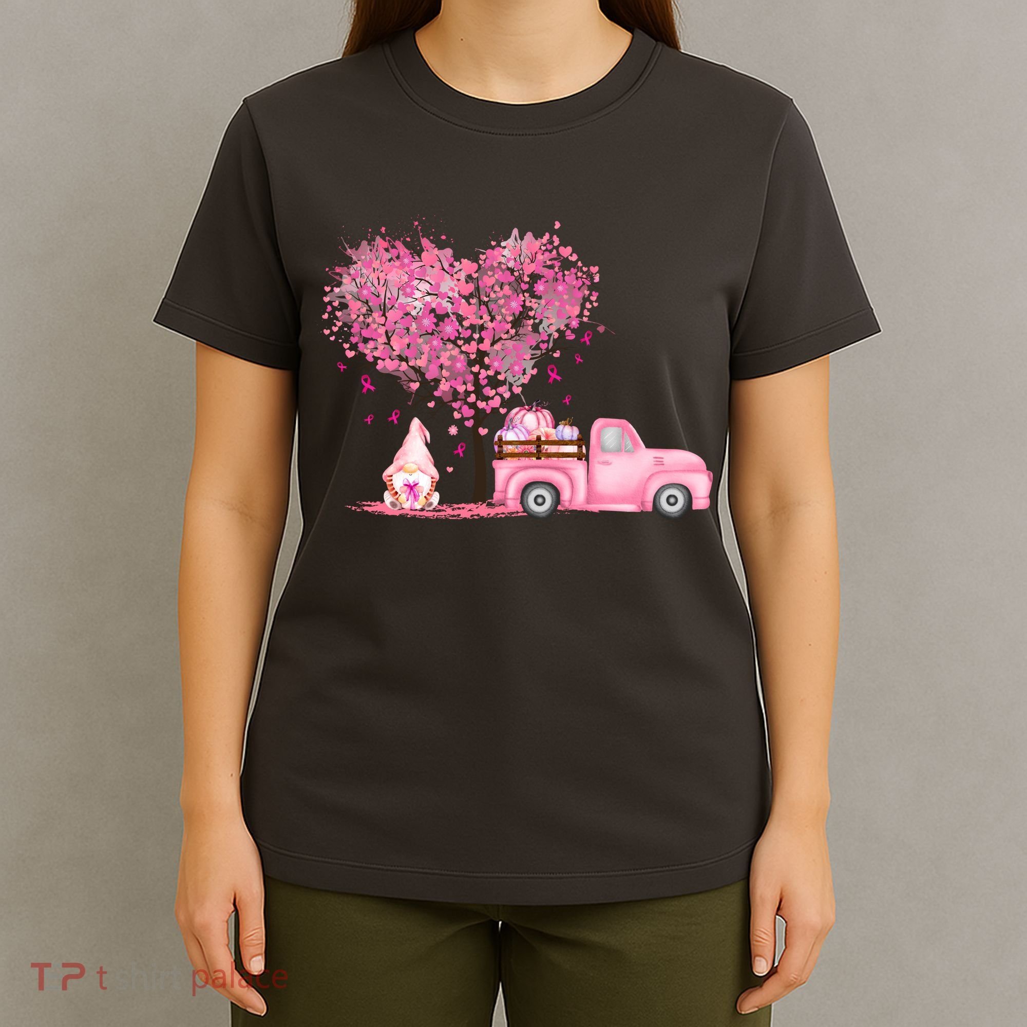Breast Cancer Awareness Gnome Vintage Fall Truck T-Shirt
