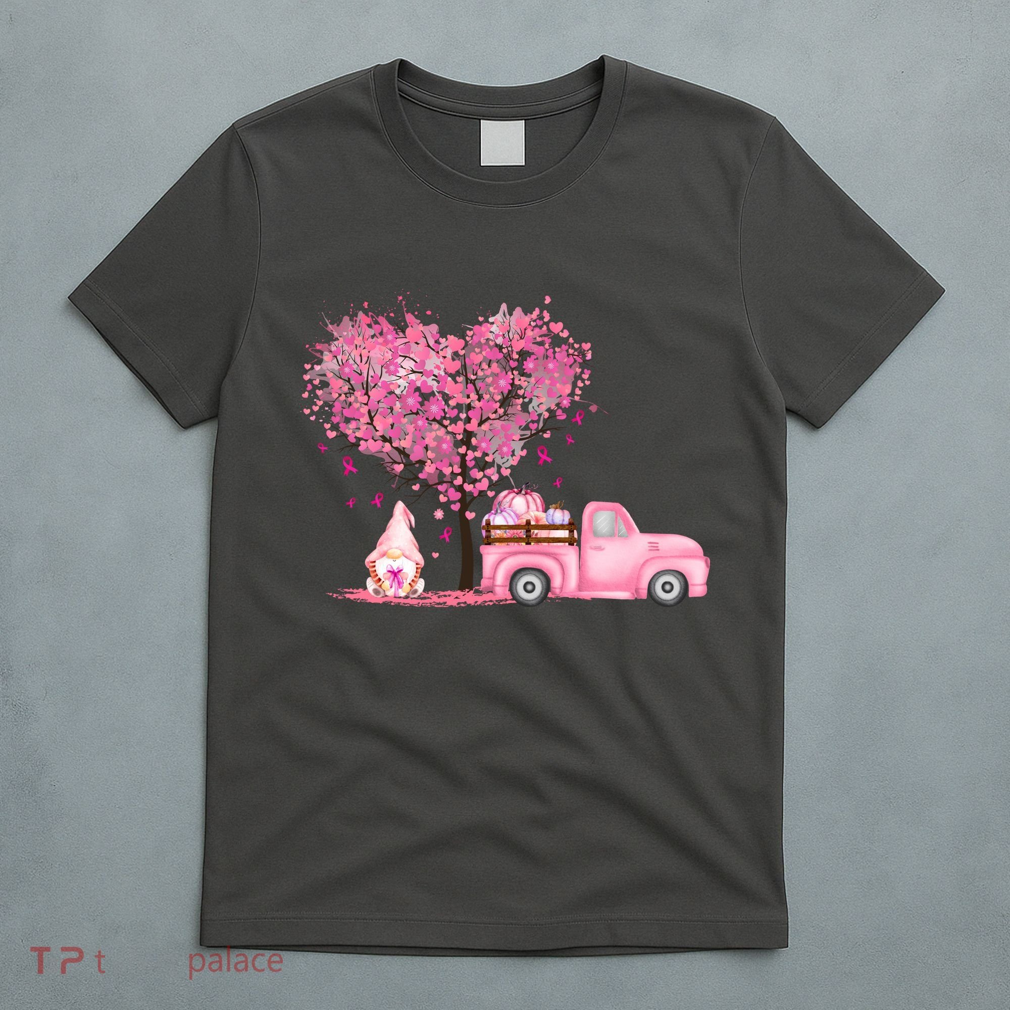 Breast Cancer Awareness Gnome Vintage Fall Truck T-Shirt