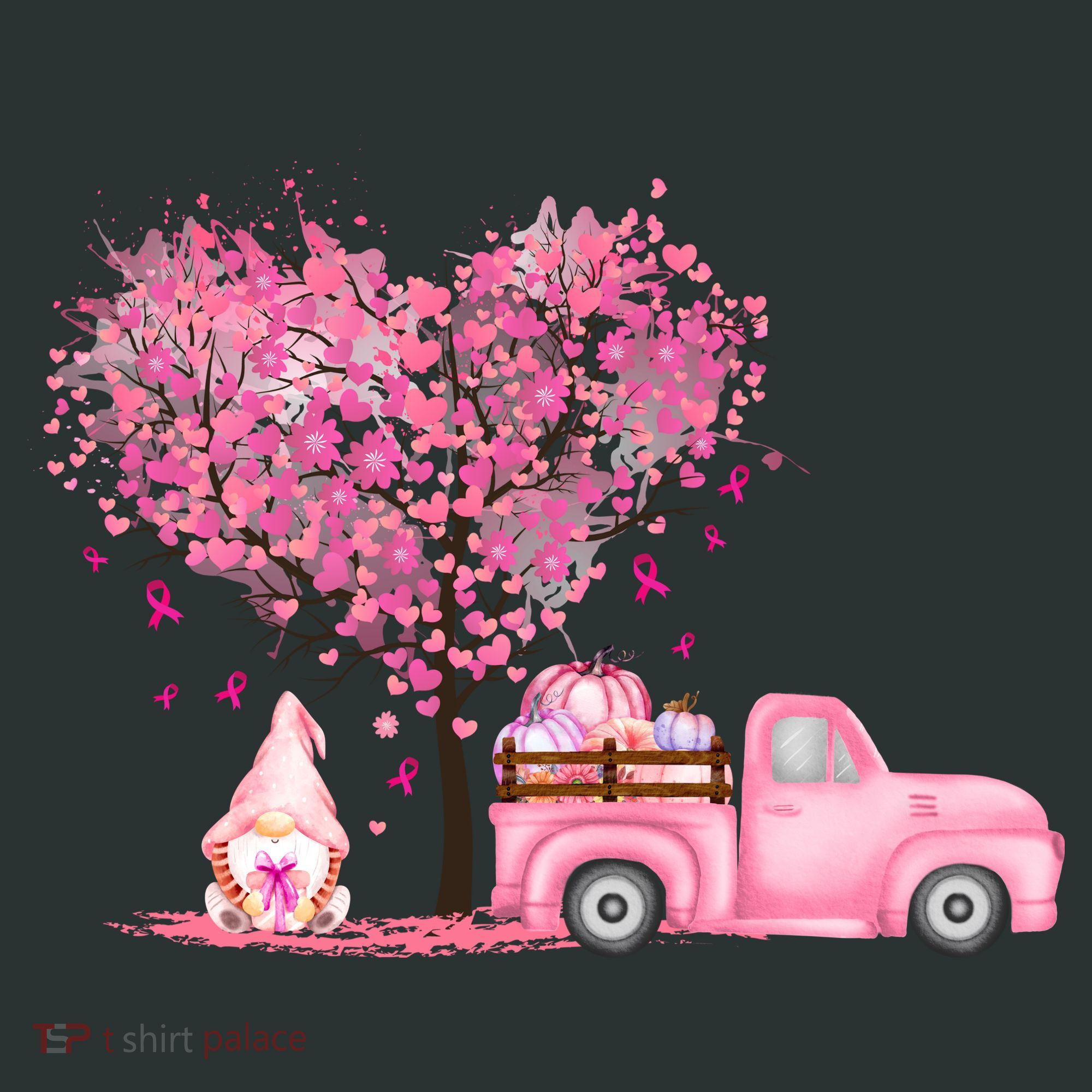 Breast Cancer Awareness Gnome Vintage Fall Truck T-Shirt