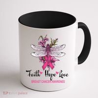 Breast Cancer Awareness Dragonfly Coffee Mug thumb 1